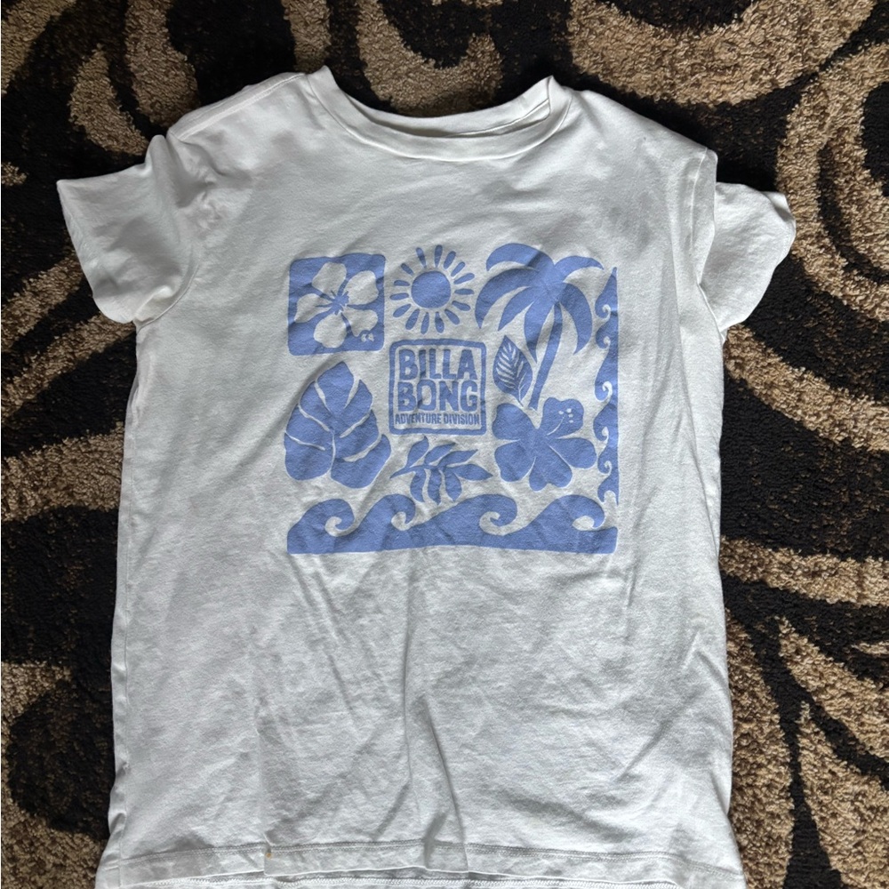 Billabong White and Blue Short Sleeve Tee
